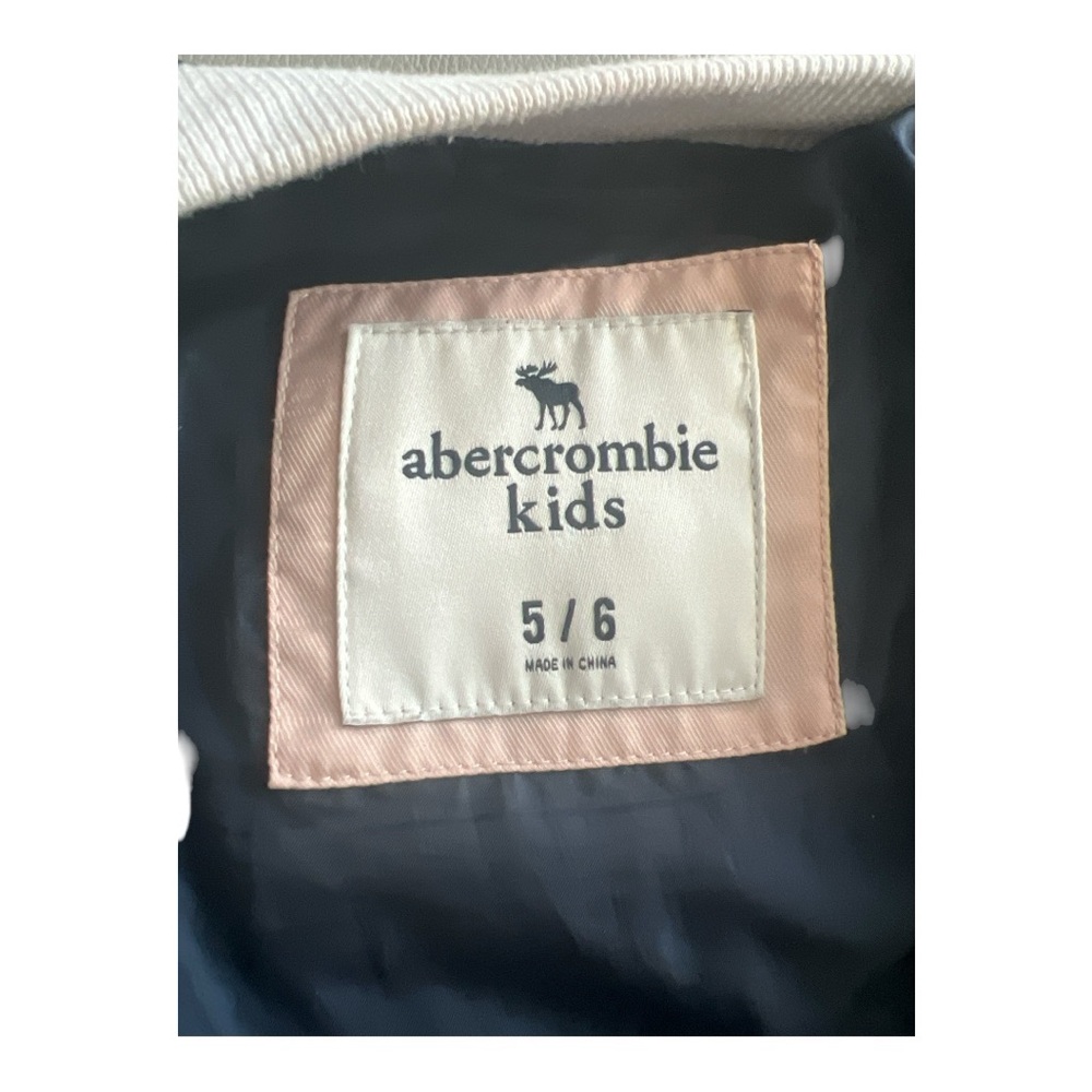 A&F Blue and White Bomber Jacket with Striped Cuffs Size 5/6 - Picture 5 of 5